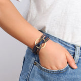 Leather Bracelets for Women Circle Bowknot Wrap Bracelet Charm Jewelry