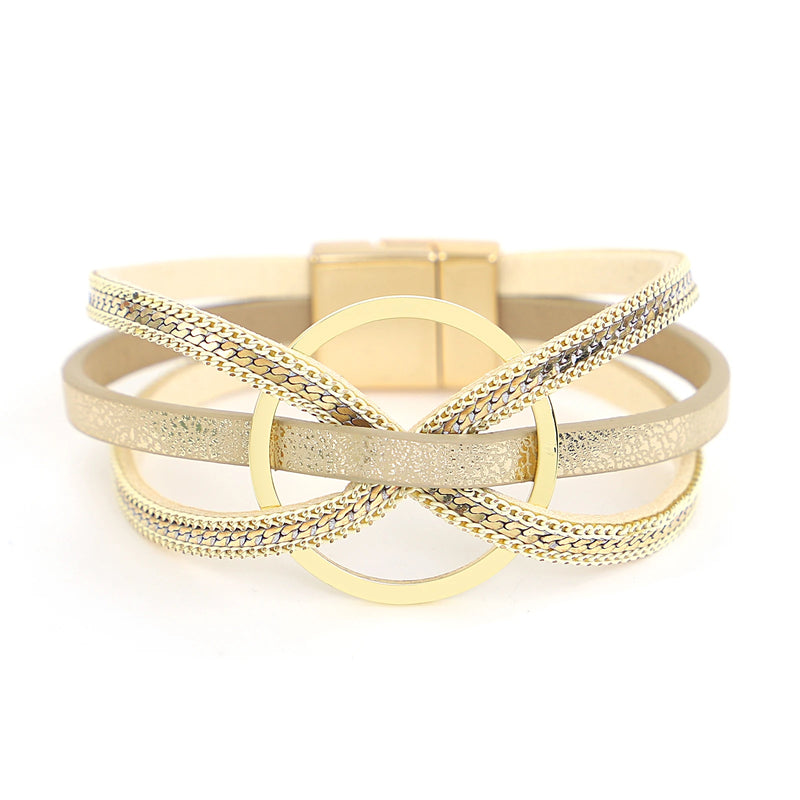 Leather Bracelets for Women Circle Bowknot Wrap Bracelet Charm Jewelry