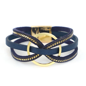 Leather Bracelets for Women Circle Bowknot Wrap Bracelet Charm Jewelry