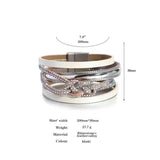 Multilayer Wrap Leather Bracelet with Rhinestones
