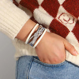 Multilayer Wrap Leather Bracelet with Rhinestones