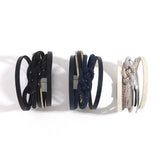 Multilayer Wrap Leather Bracelet with Rhinestones