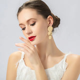 Geometric Disc Drop Earrings for Women Silver Statement Jewelry