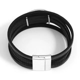 Geometric Leather Bracelet Hollow Metal Circle Rhinestone Wrap