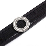 Geometric Leather Bracelet Hollow Metal Circle Rhinestone Wrap