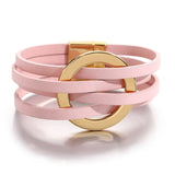 Circle Cross Bracelet for Women Multilayer Wrap Leather Bracelets & Bangles