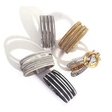 Silver Leather Bracelet Charm Cross Multilayer Crystal Metal Chain Wrap