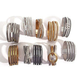 Silver Leather Bracelet Charm Cross Multilayer Crystal Metal Chain Wrap