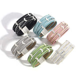 Arrow Leather Bracelet Glitter Filled Multilayer Wrap Charm Jewelry