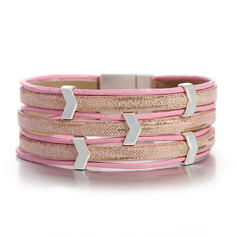 Arrow Leather Bracelet Glitter Filled Multilayer Wrap Charm Jewelry