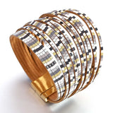 Boho Charm Leather Bracelet Multilayer Slim Strips Wide Bracelet
