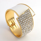 Rhinestone Leather Splicing Bangle for Women Punk Bracelet