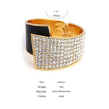 Rhinestone Leather Splicing Bangle for Women Punk Bracelet