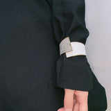 Rhinestone Leather Splicing Bangle for Women Punk Bracelet