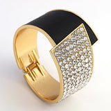 Rhinestone Leather Splicing Bangle for Women Punk Bracelet