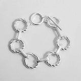 Silver Twisted Round Bracelet Women Punk Two Tone Chain Bracelets