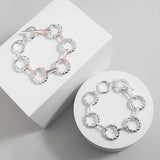 Silver Twisted Round Bracelet Women Punk Two Tone Chain Bracelets
