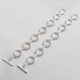 Silver Twisted Round Bracelet Women Punk Two Tone Chain Bracelets
