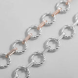 Silver Twisted Round Bracelet Women Punk Two Tone Chain Bracelets