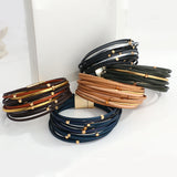 Boho Multilayer Khaki Leather Bracelets for Women