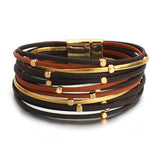 Boho Multilayer Khaki Leather Bracelets for Women