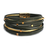 Boho Multilayer Khaki Leather Bracelets for Women