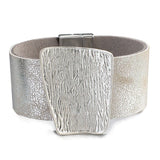 Geometric Metal Leather Bracelet Wide Wrap Bangles Female Jewelry