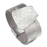 Geometric Metal Leather Bracelet Wide Wrap Bangles Female Jewelry