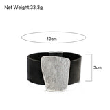 Geometric Metal Leather Bracelet Wide Wrap Bangles Female Jewelry