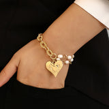Heart Charm Chunky Link Chain Bracelets for Women