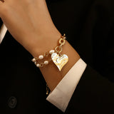 Heart Charm Chunky Link Chain Bracelets for Women