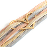 Metal Heart Leather Bracelet Women Charm Multilayer Wide Wrap Bangle