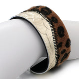 Leopard Print Fur Leather Bracelet Gothic Punk Wide Wrap Bangle