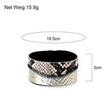 Leopard Print Fur Leather Bracelet Gothic Punk Wide Wrap Bangle