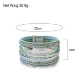 Feather Charm Leather Bracelet Multilayer Bohemian Wide Bracelet Women