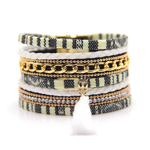 Colorful Cotton Leather Bracelet with Tassels for Women