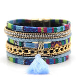 Colorful Cotton Leather Bracelet with Tassels for Women
