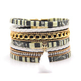 Colorful Cotton Leather Bracelet with Tassels for Women