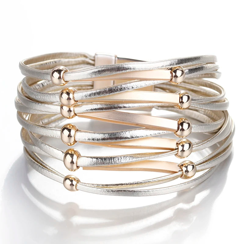 Bohemian Multilayer Cross Leather Bracelet for Women