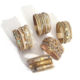 Khaki Leather Wrap Bracelet for Women Boho Magnet Clasp Crystal Chain