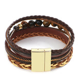Natural Stone Beads Leather Bracelets Multilayer Wrap Bangle Unisex Jewelry
