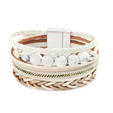 Natural Stone Beads Leather Bracelets Multilayer Wrap Bangle Unisex Jewelry
