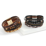 Natural Stone Beads Leather Bracelets Multilayer Wrap Bangle Unisex Jewelry