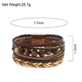 Natural Stone Beads Leather Bracelets Multilayer Wrap Bangle Unisex Jewelry