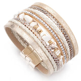 Natural Stone Leather Bracelet for Women Charm Retro Multilayer