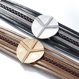 Peace Symbol Leather Bracelets Multilayer Wide Charm Jewelry