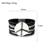 Peace Symbol Leather Bracelets Multilayer Wide Charm Jewelry