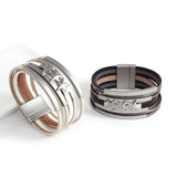 Punk Star Pentagram Bracelet Metal Tube Snake Chain Wrap Leather Jewelry