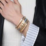 Punk Star Pentagram Bracelet Metal Tube Snake Chain Wrap Leather Jewelry