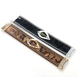 Bohemian Snake Skin Leather Bracelet with Crystal Beads